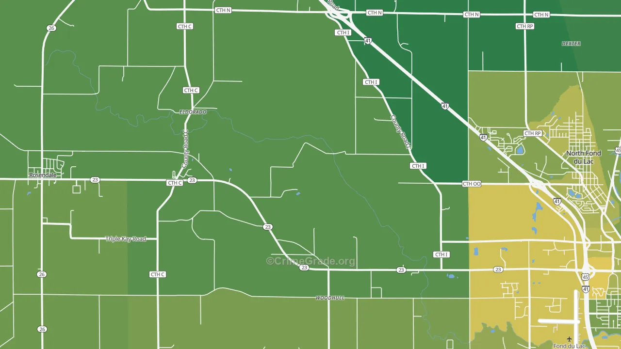 Eldorado, WI Map of Vehicle Theft Rates