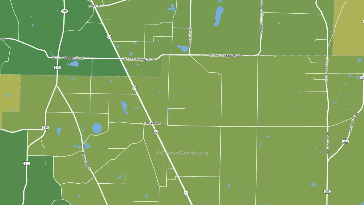 Eldorendo, GA Map of Vehicle Theft Rates