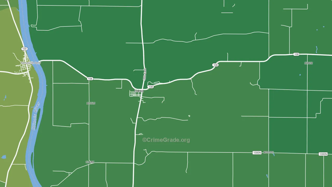 Eldred, IL Map of Vehicle Theft Rates