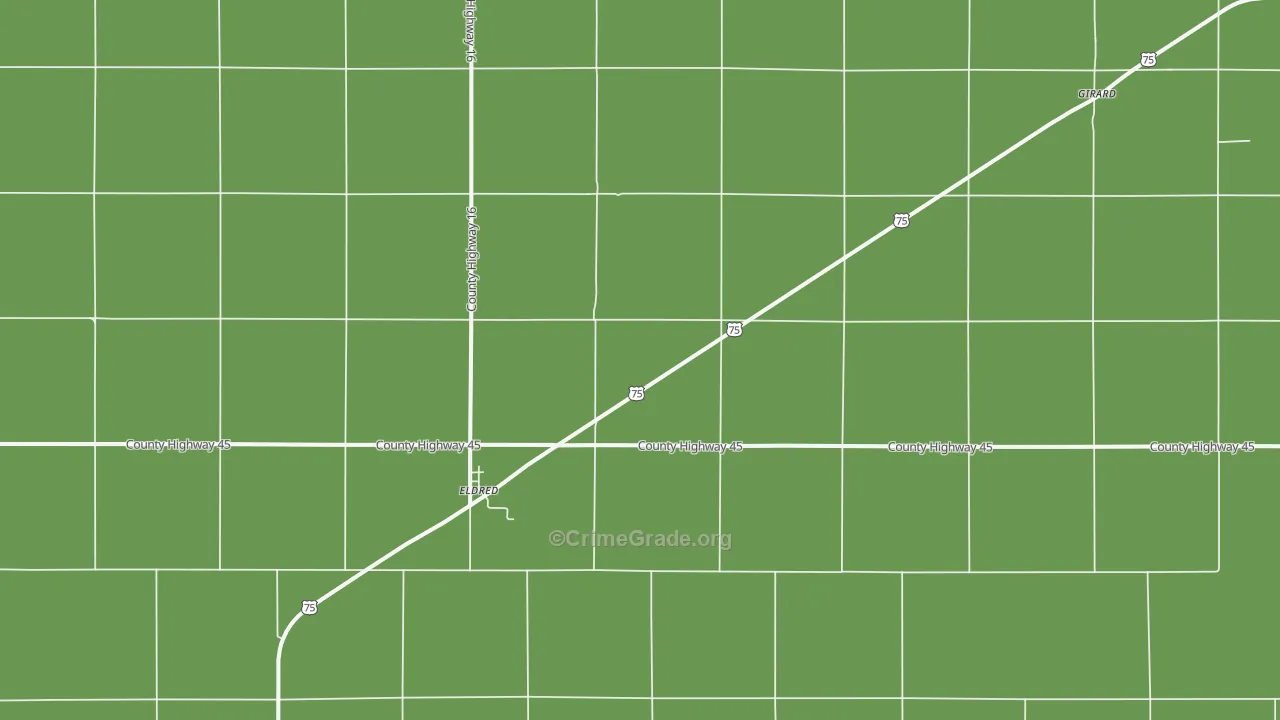 Eldred, MN Map of Vehicle Theft Rates