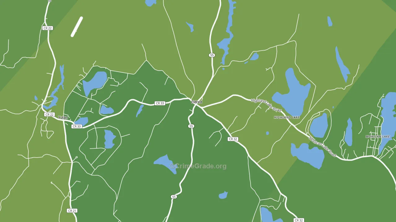 Eldred, NY Map of Vehicle Theft Rates