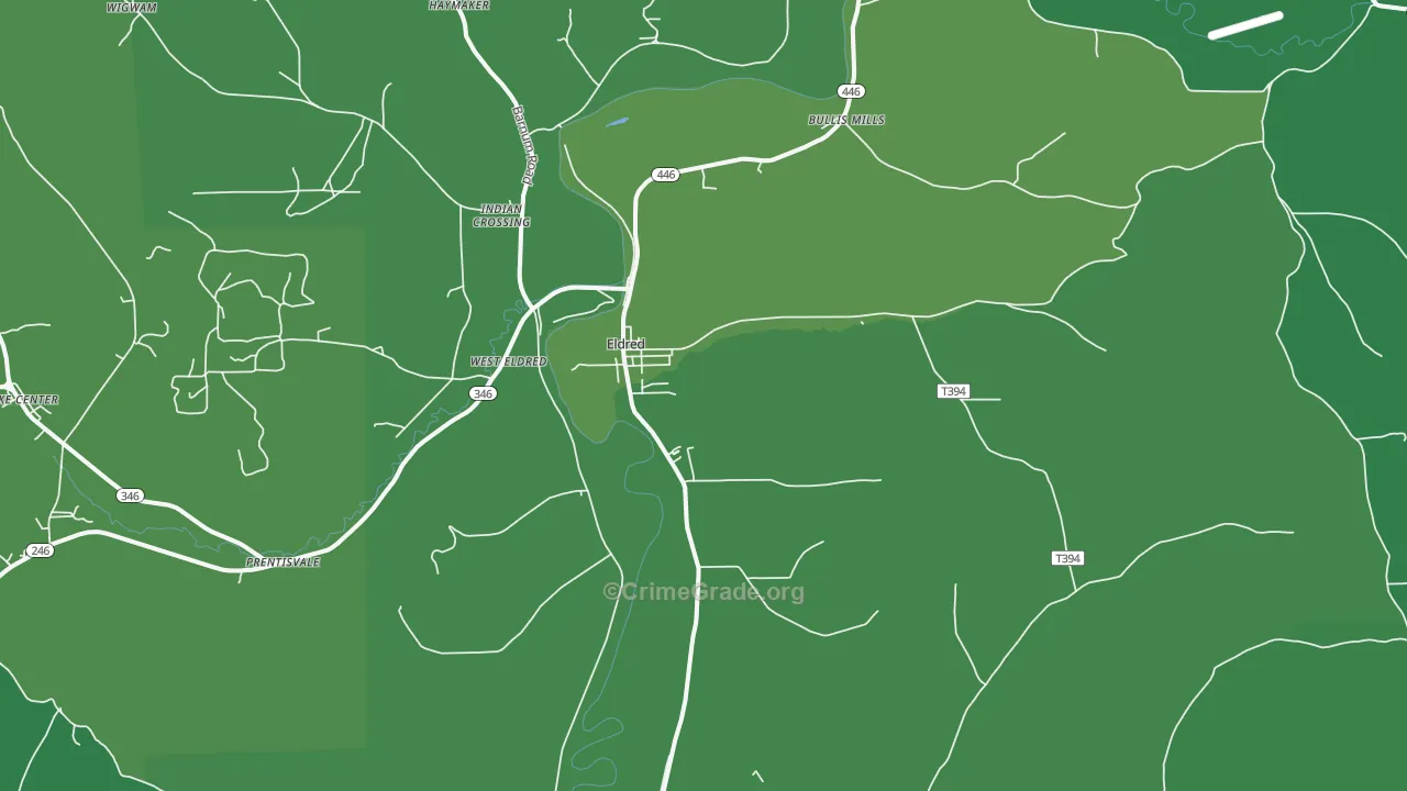 Eldred, PA Map of Vehicle Theft Rates
