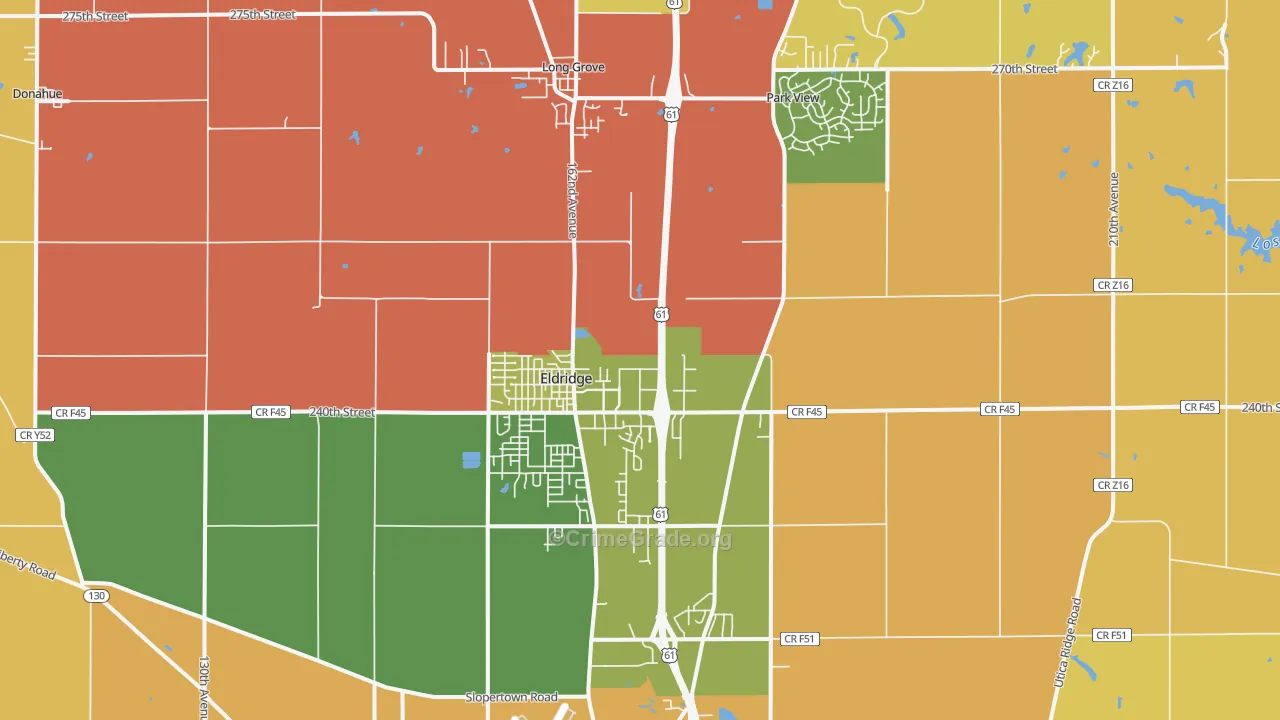 Eldridge, IA Map of Vehicle Theft Rates