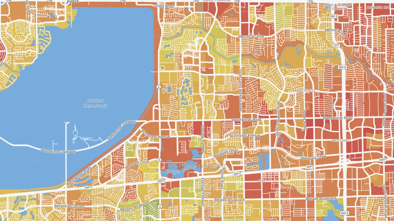 Eldridge-West Oaks, Houston, TX Map of Vehicle Theft Rates