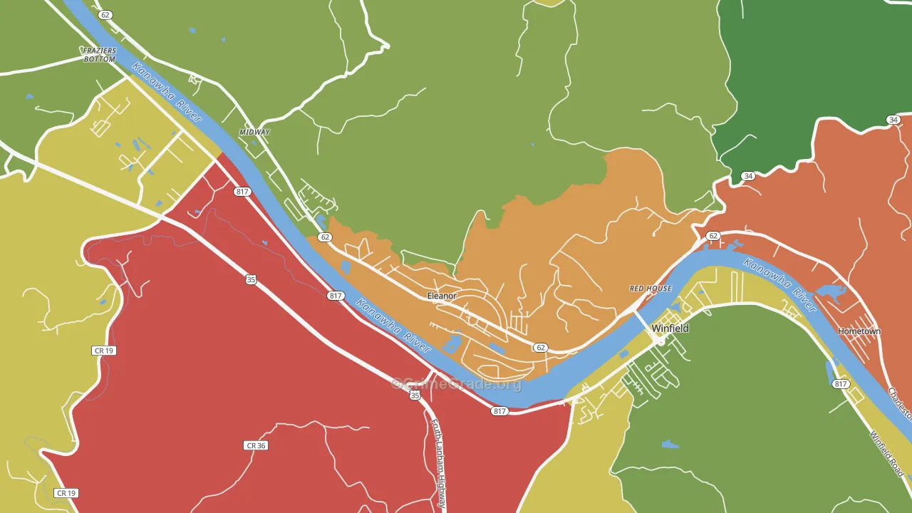 Eleanor, WV Map of Vehicle Theft Rates