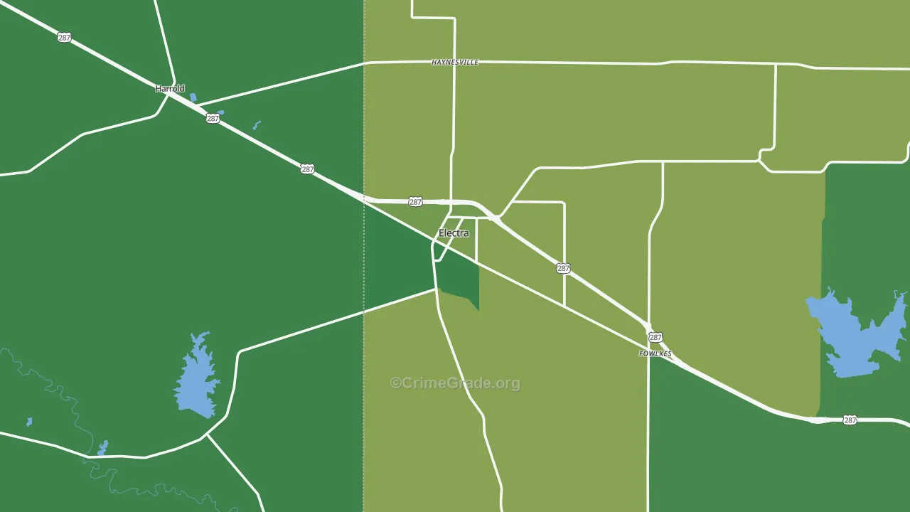 Electra, TX Map of Vehicle Theft Rates