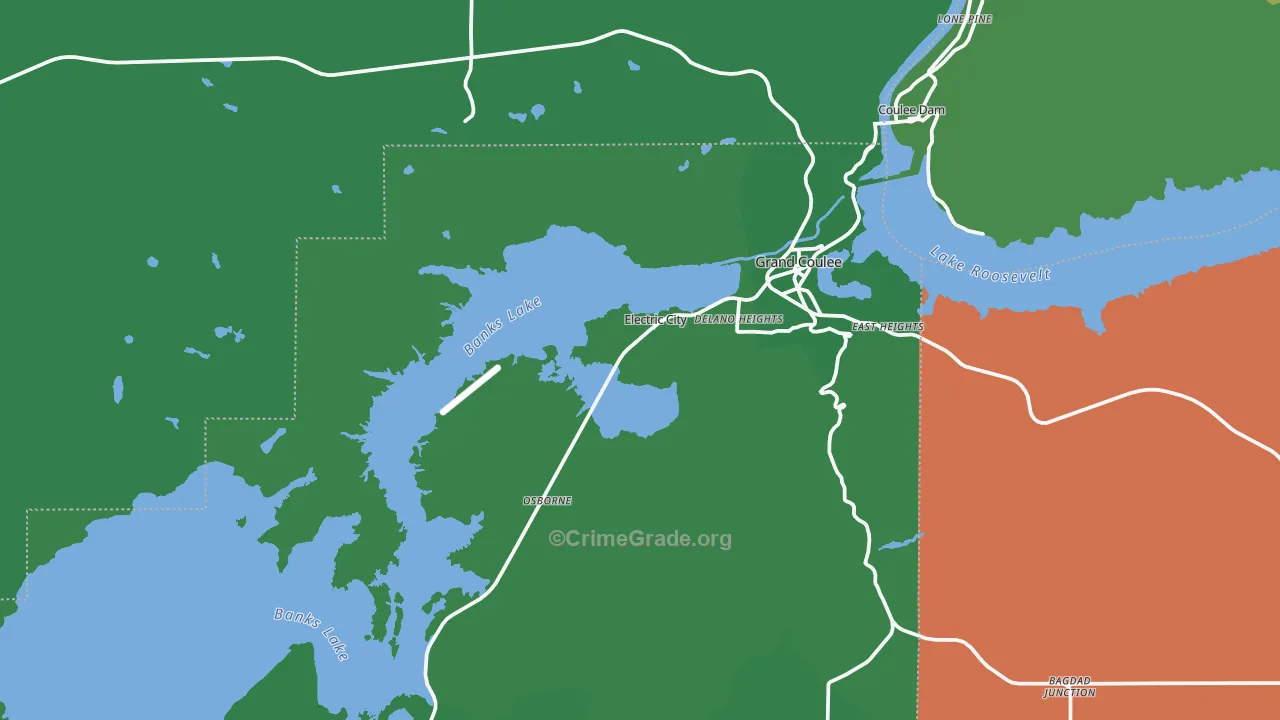 Electric City, WA Map of Vehicle Theft Rates