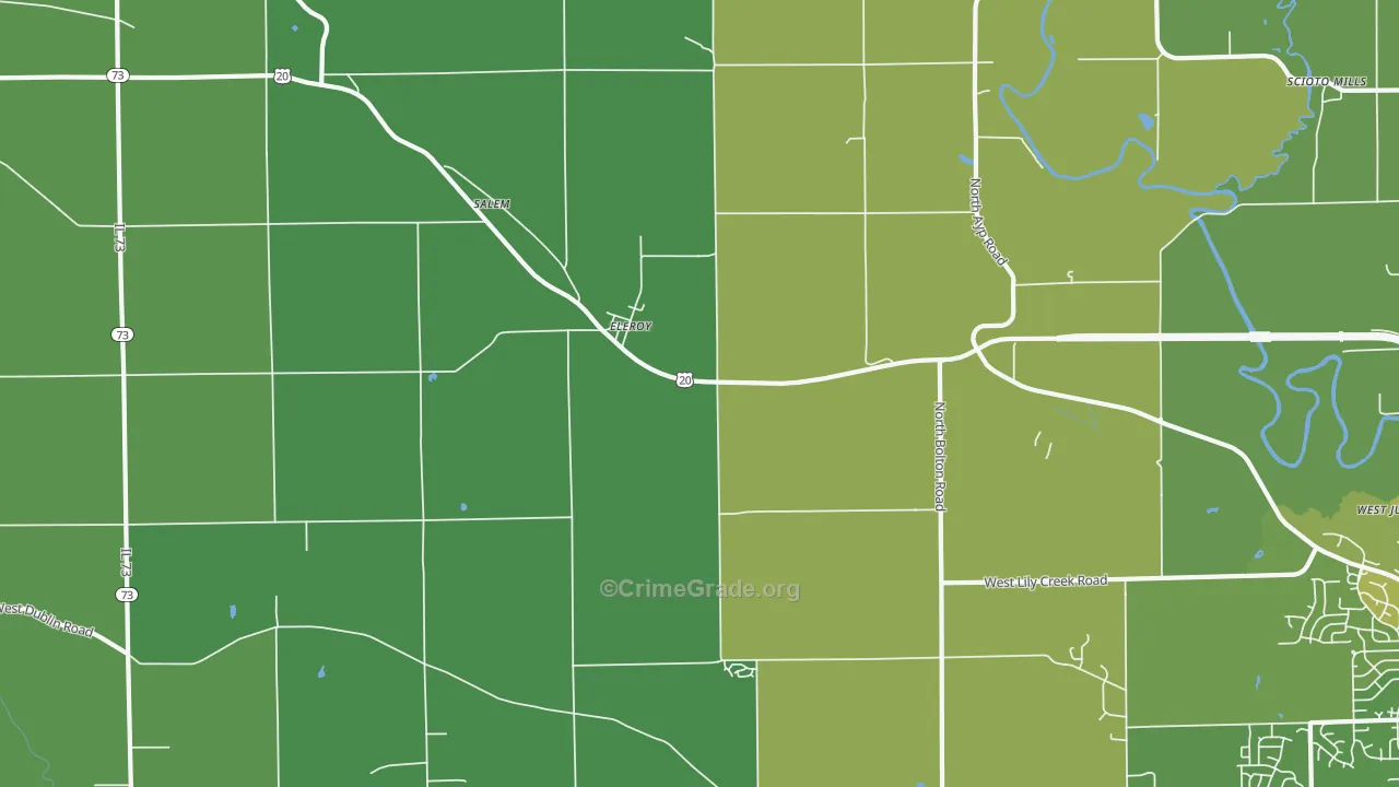 Eleroy, IL Map of Vehicle Theft Rates