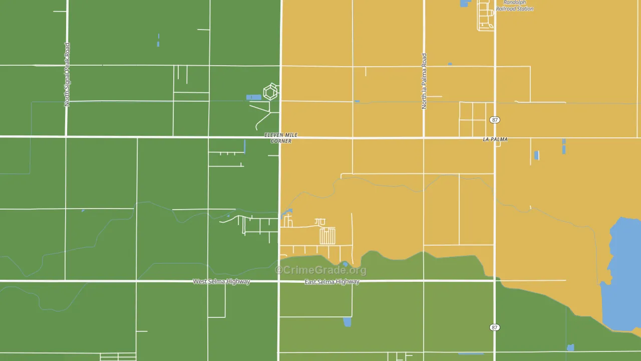 Eleven Mile Corner, AZ Map of Vehicle Theft Rates