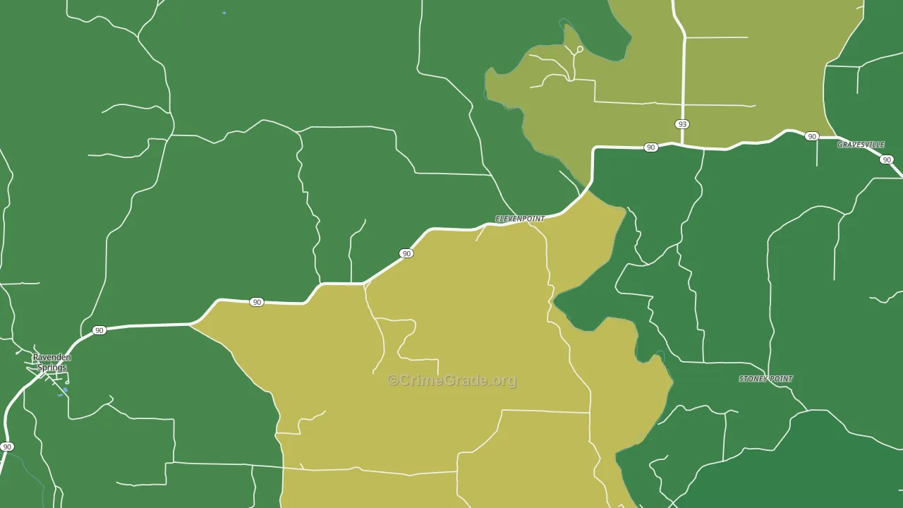 Elevenpoint, AR Map of Vehicle Theft Rates