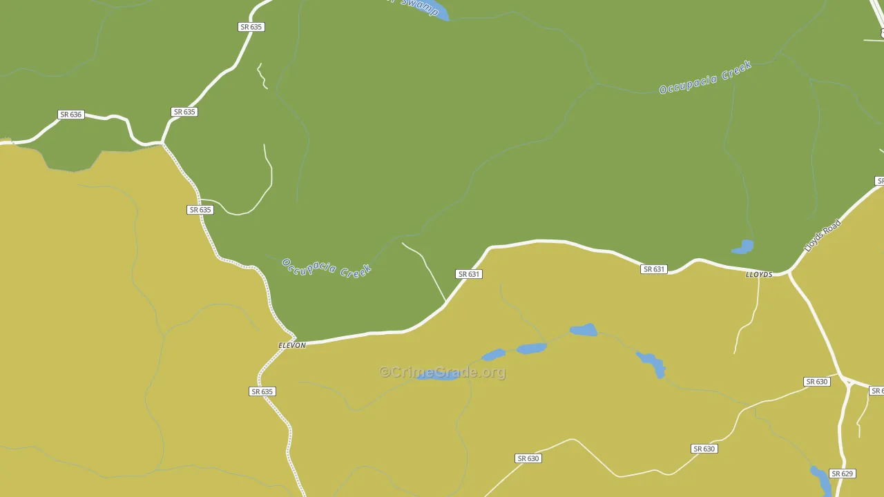 Elevon, VA Map of Vehicle Theft Rates