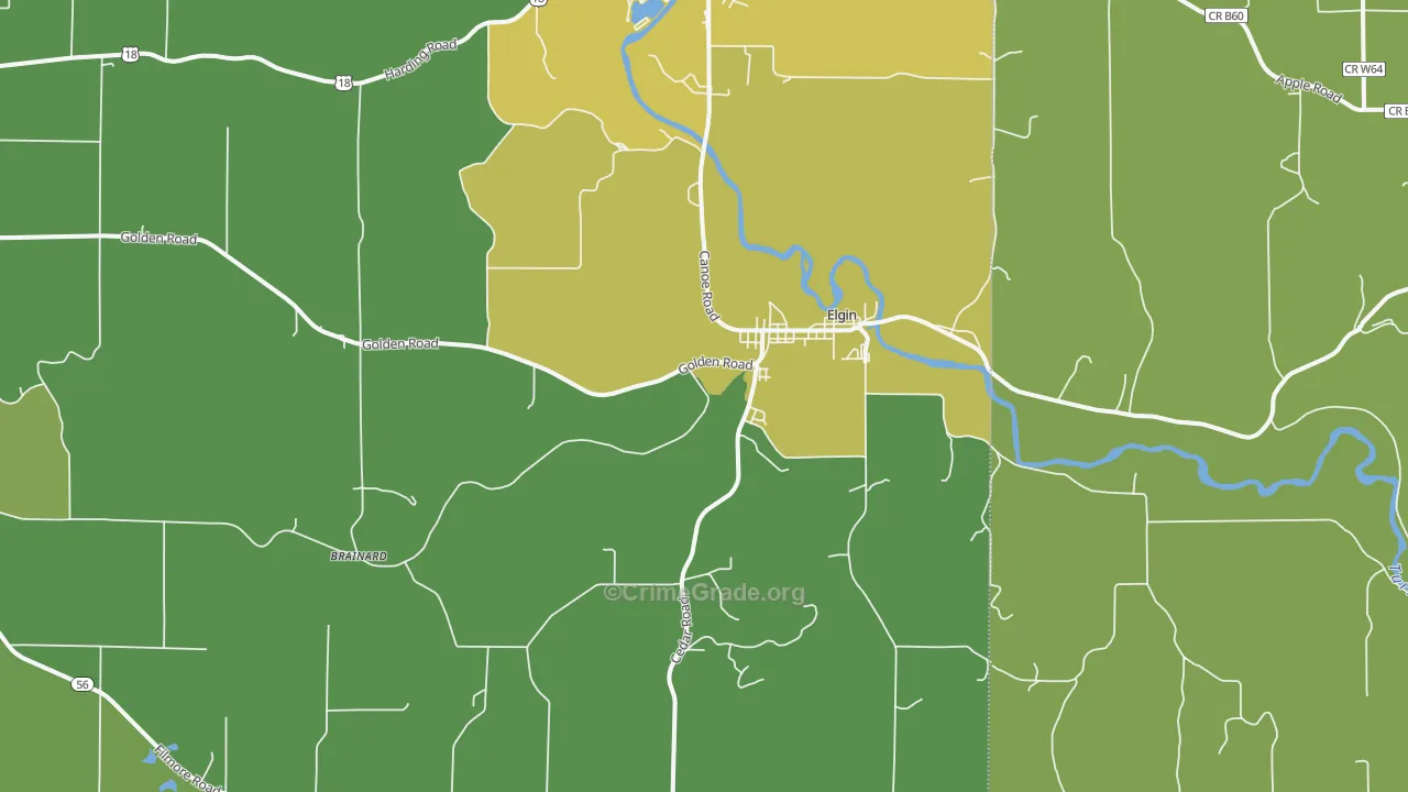 Elgin, IA Map of Vehicle Theft Rates