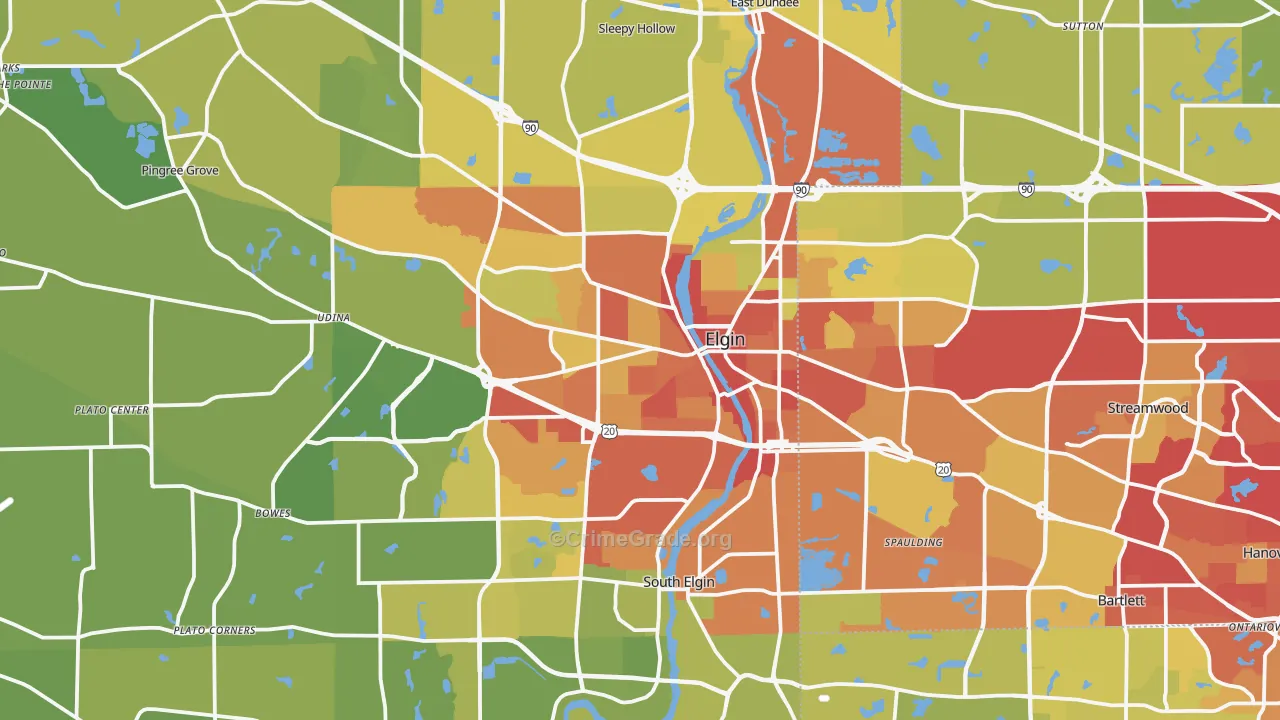 Elgin, IL Map of Vehicle Theft Rates