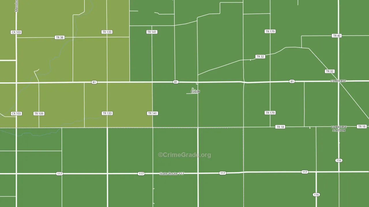 Elgin, OH Map of Vehicle Theft Rates