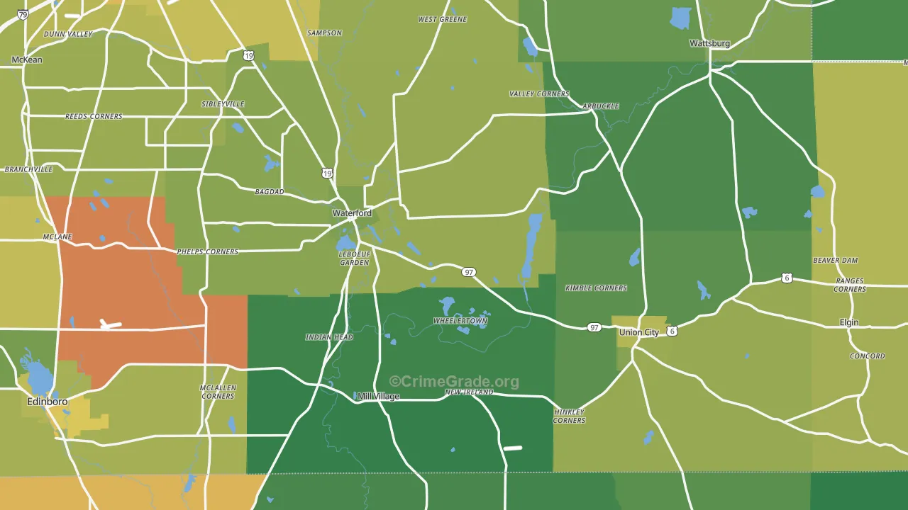 Elgin, PA Map of Vehicle Theft Rates