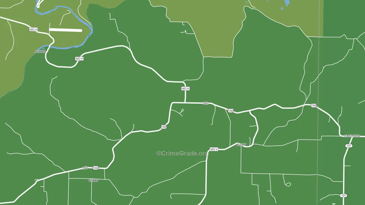 Elijah, MO Map of Vehicle Theft Rates