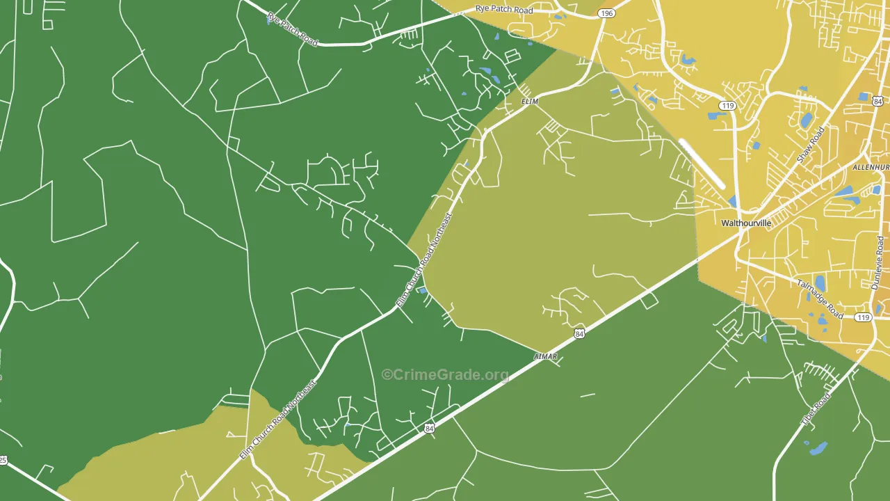 Elim, GA Map of Vehicle Theft Rates