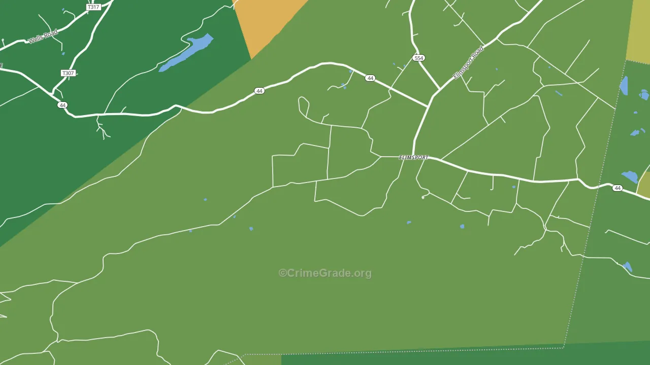 Elimsport, PA Map of Vehicle Theft Rates