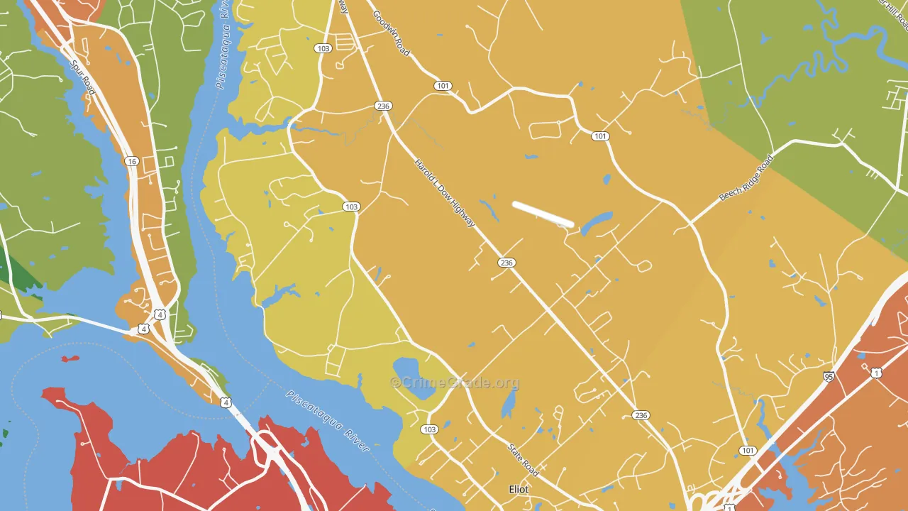 Eliot, ME Map of Vehicle Theft Rates