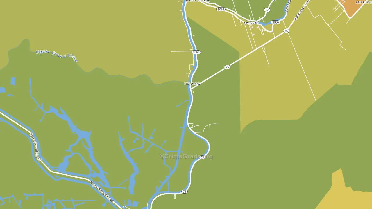 Eliza, LA Map of Vehicle Theft Rates