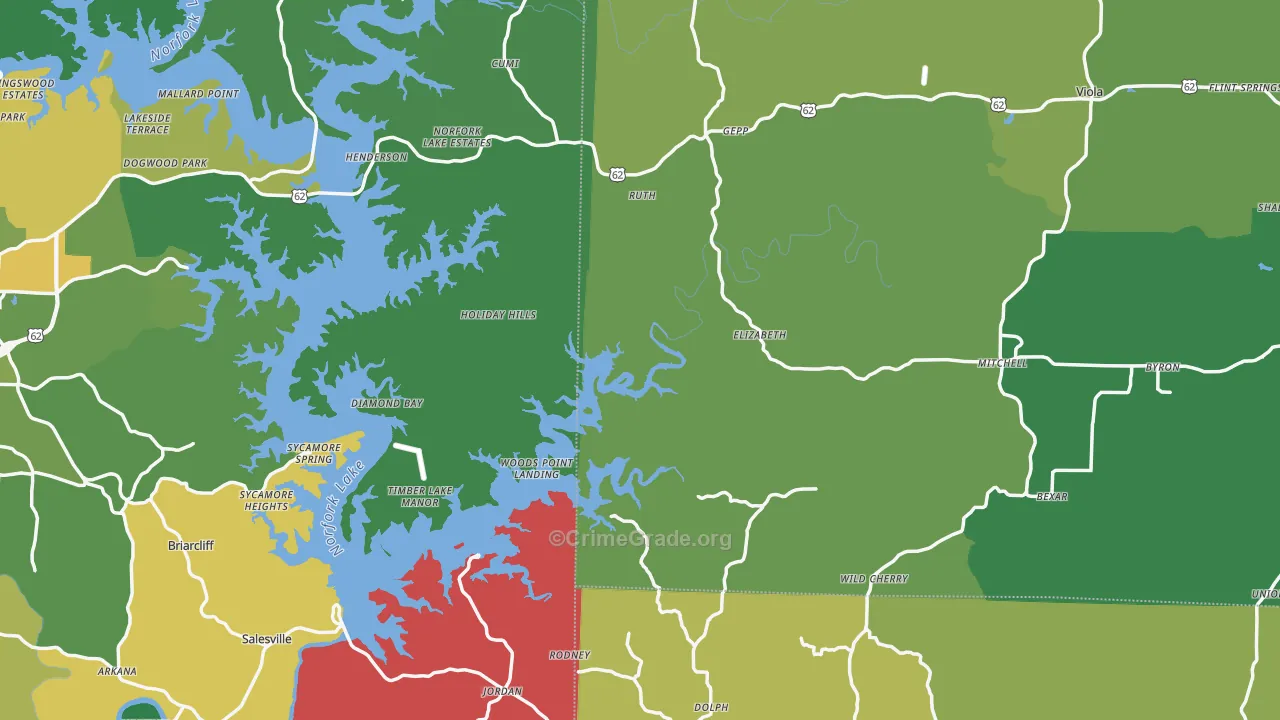 Elizabeth, AR Map of Vehicle Theft Rates