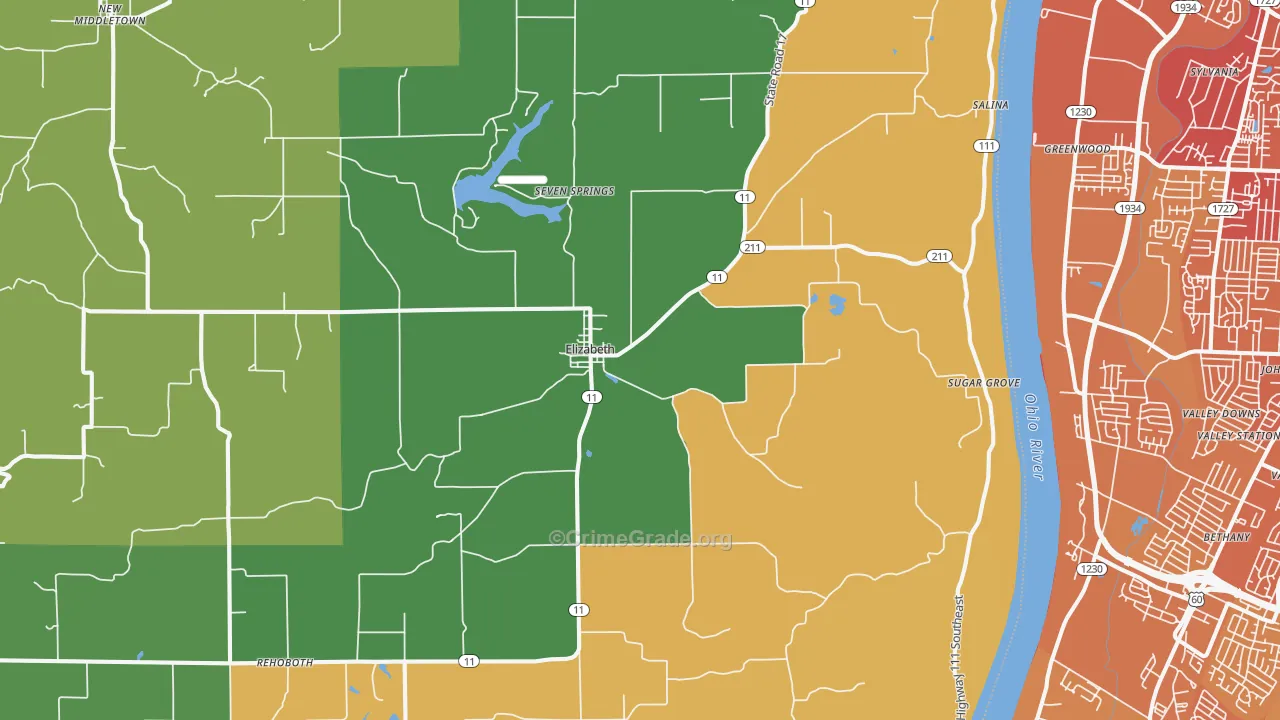 Elizabeth, IN Map of Vehicle Theft Rates