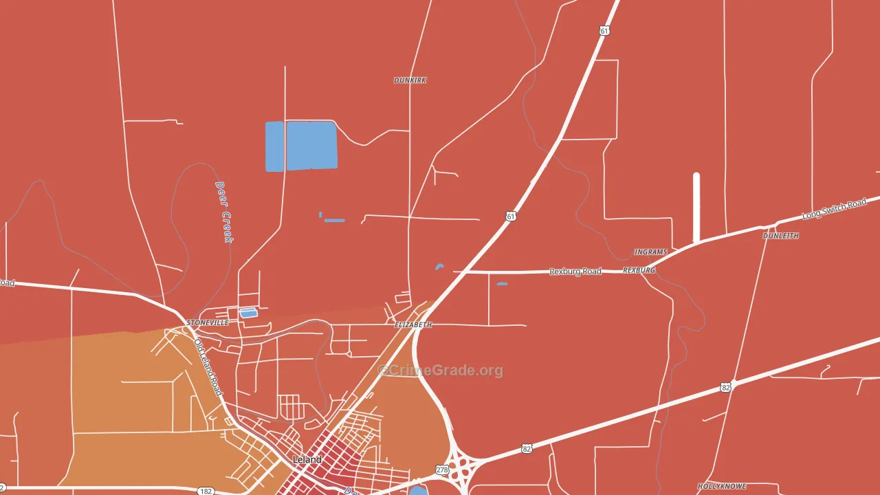 Elizabeth, MS Map of Vehicle Theft Rates