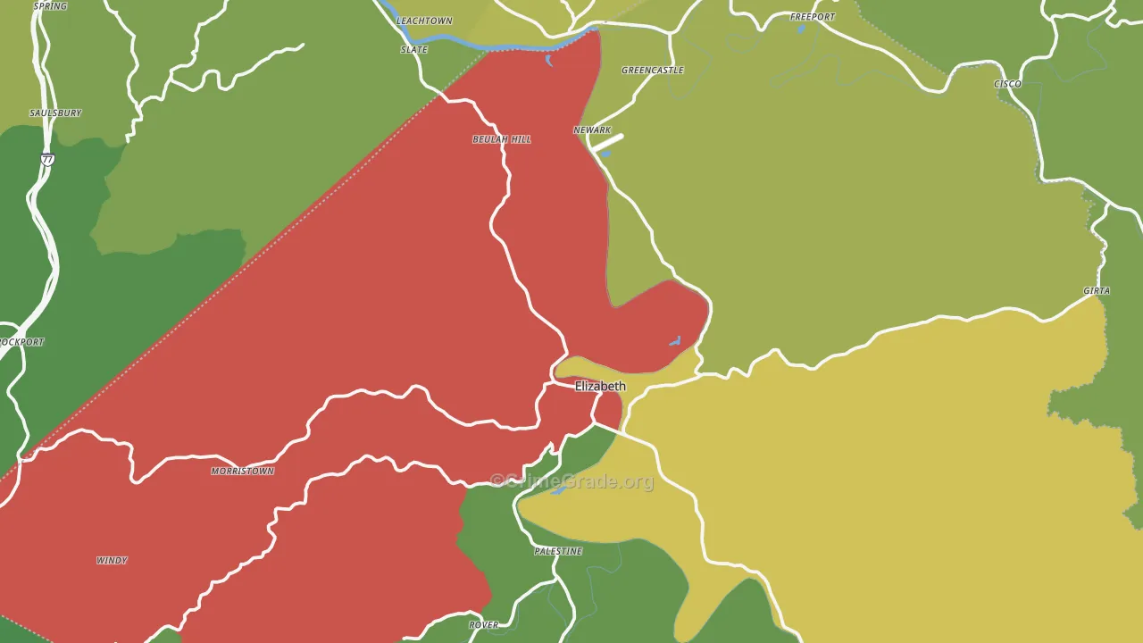 Elizabeth, WV Map of Vehicle Theft Rates
