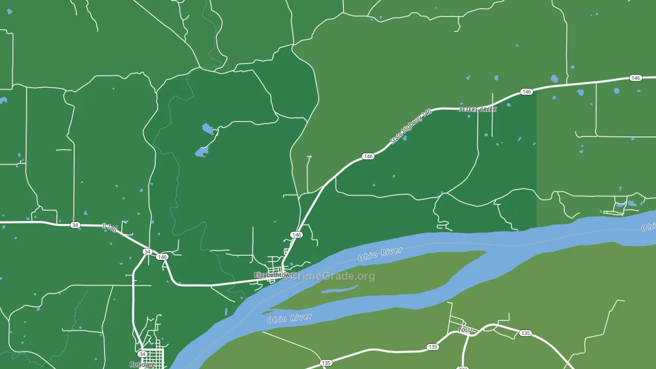 Elizabethtown, IL Map of Vehicle Theft Rates