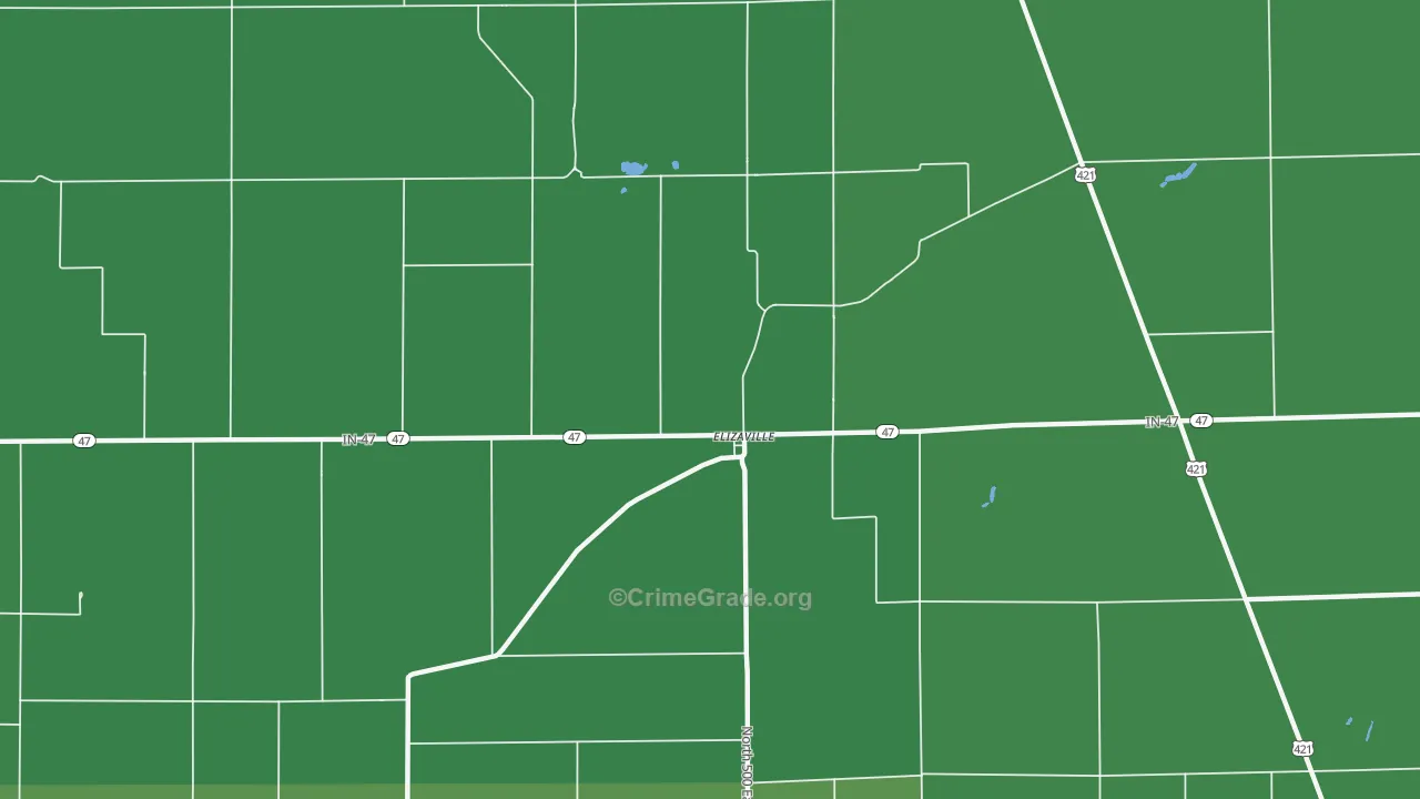Elizaville, IN Map of Vehicle Theft Rates