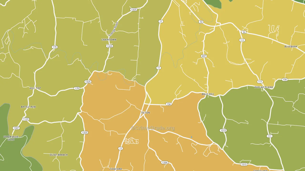 Elizaville, KY Map of Vehicle Theft Rates