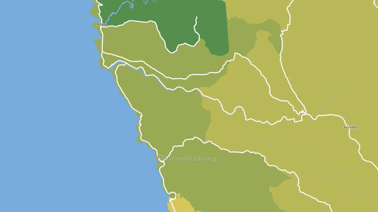Elk, CA Map of Vehicle Theft Rates