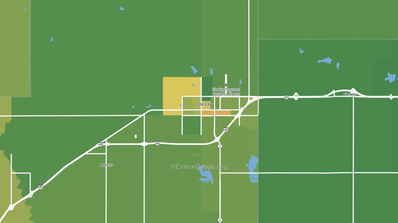 Elk City, OK Map of Vehicle Theft Rates