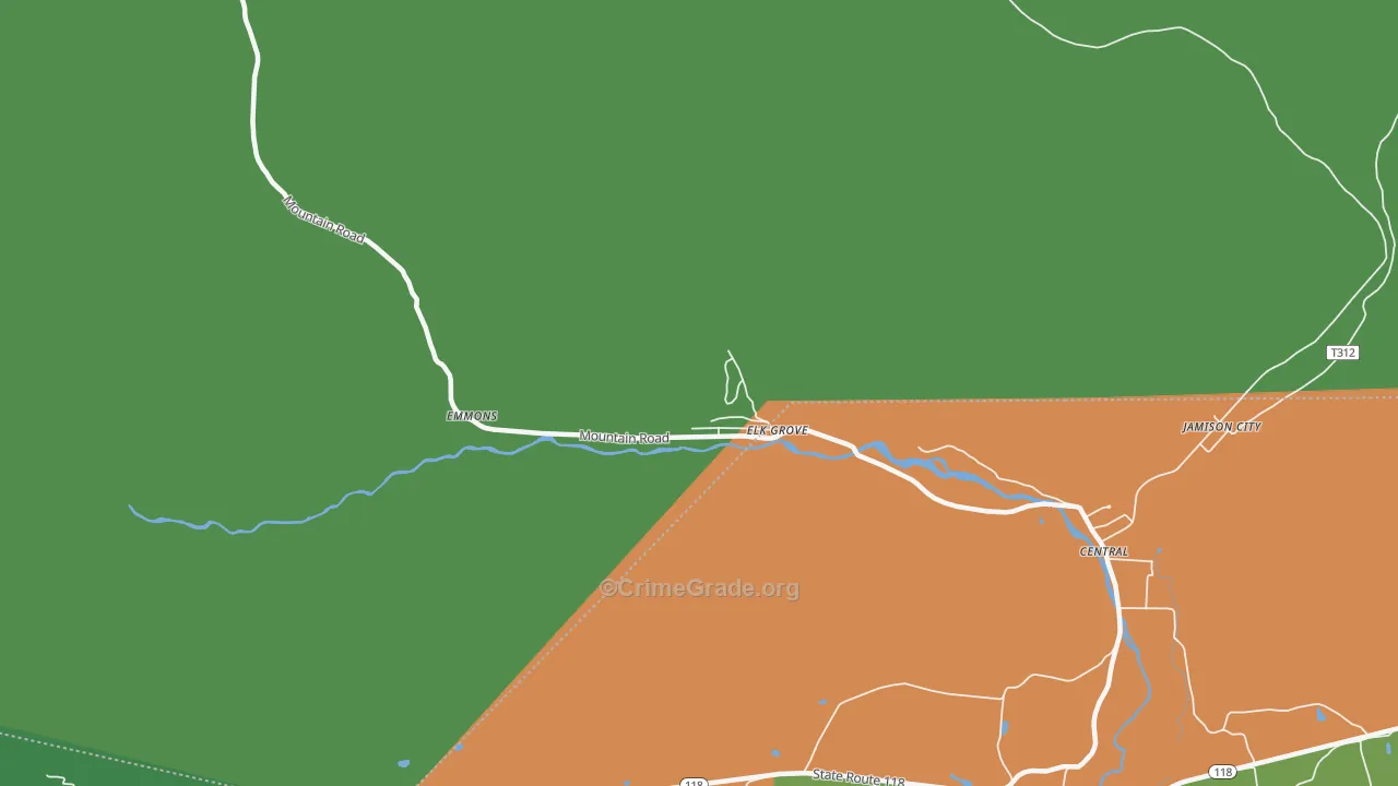 Elk Grove, PA Map of Vehicle Theft Rates