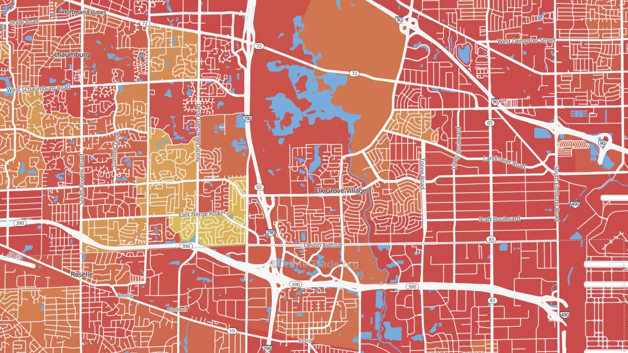 Elk Grove Village, IL Map of Vehicle Theft Rates