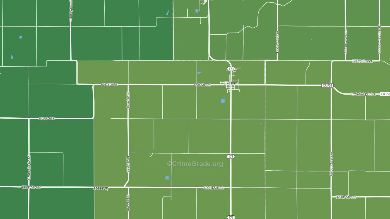 Elk Horn, IA Map of Vehicle Theft Rates