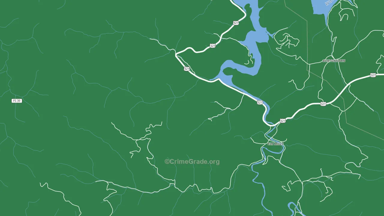 Elk Mills, TN Map of Vehicle Theft Rates