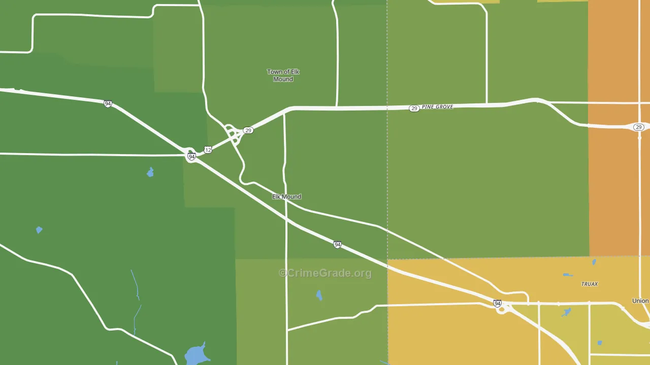 Elk Mound, WI Map of Vehicle Theft Rates