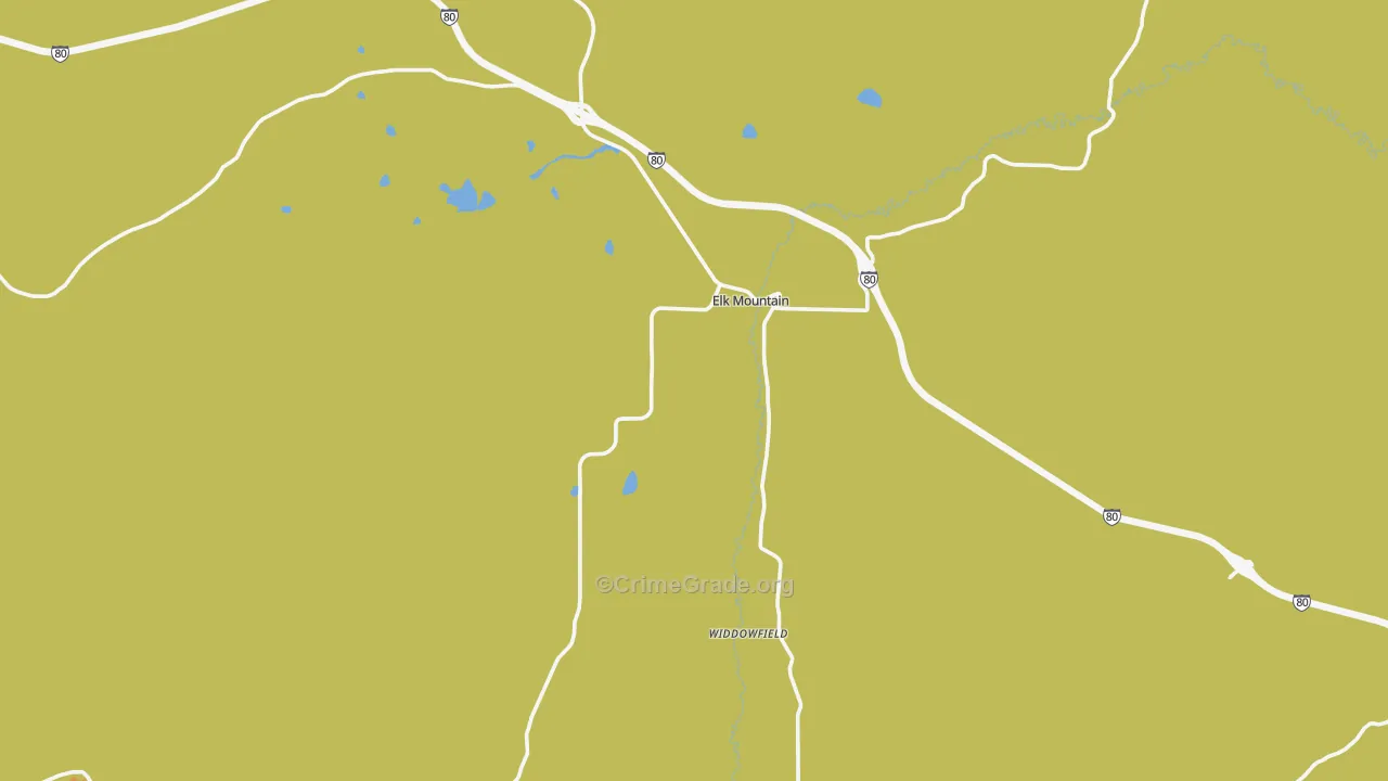 Elk Mountain, WY Map of Vehicle Theft Rates