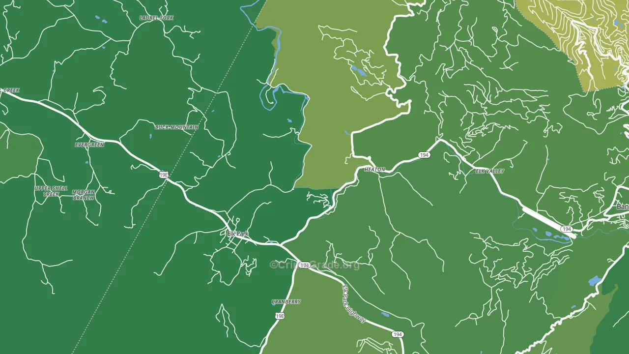 Elk Park, NC Map of Vehicle Theft Rates