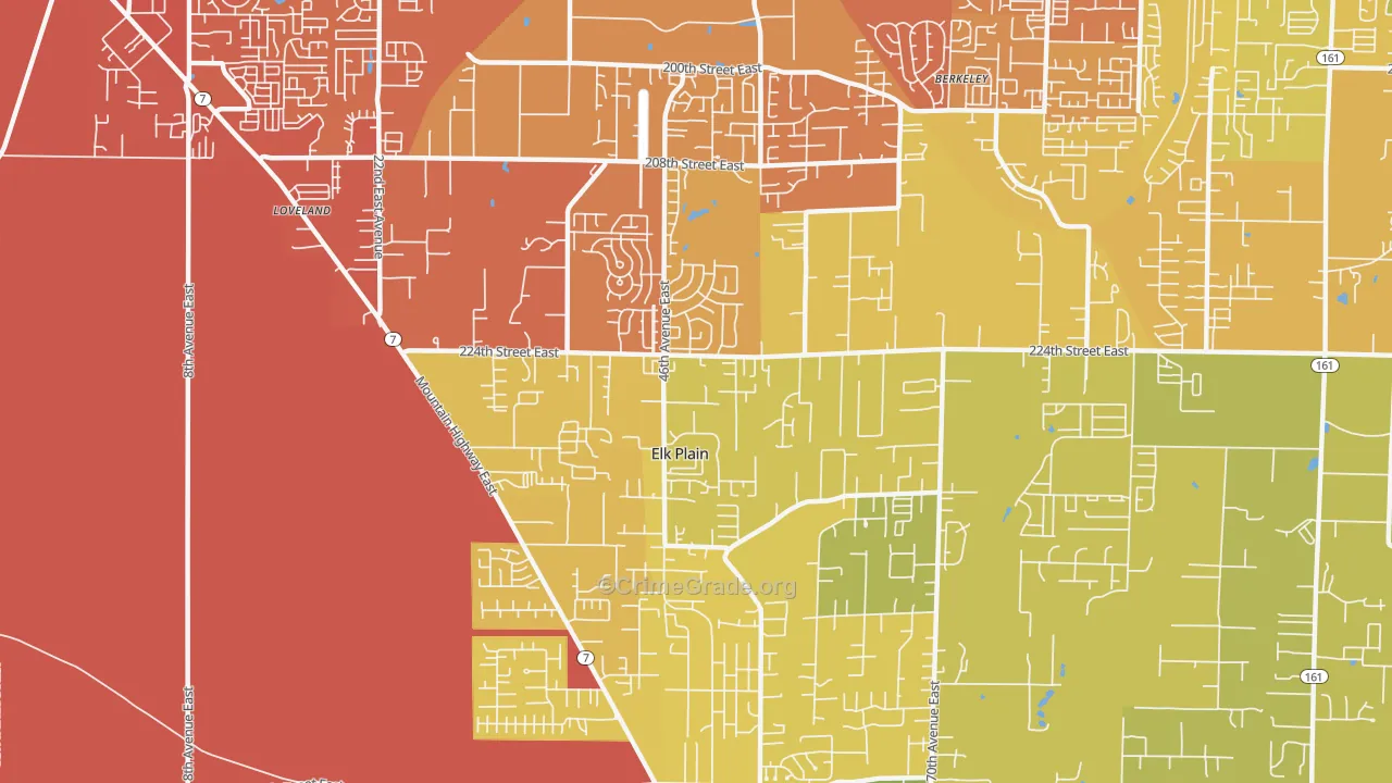 Elk Plain, Spanaway, WA Map of Vehicle Theft Rates