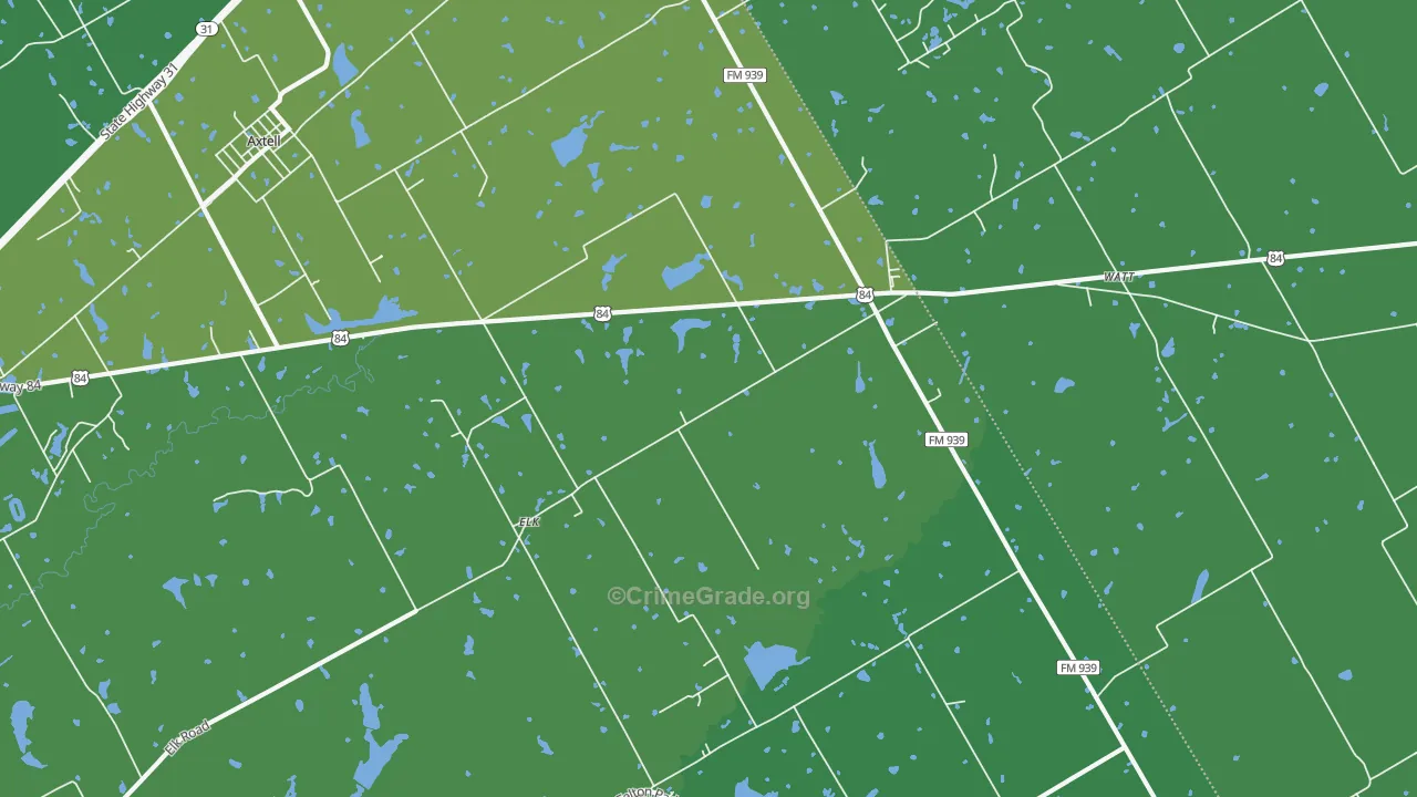 Elk, TX Map of Vehicle Theft Rates