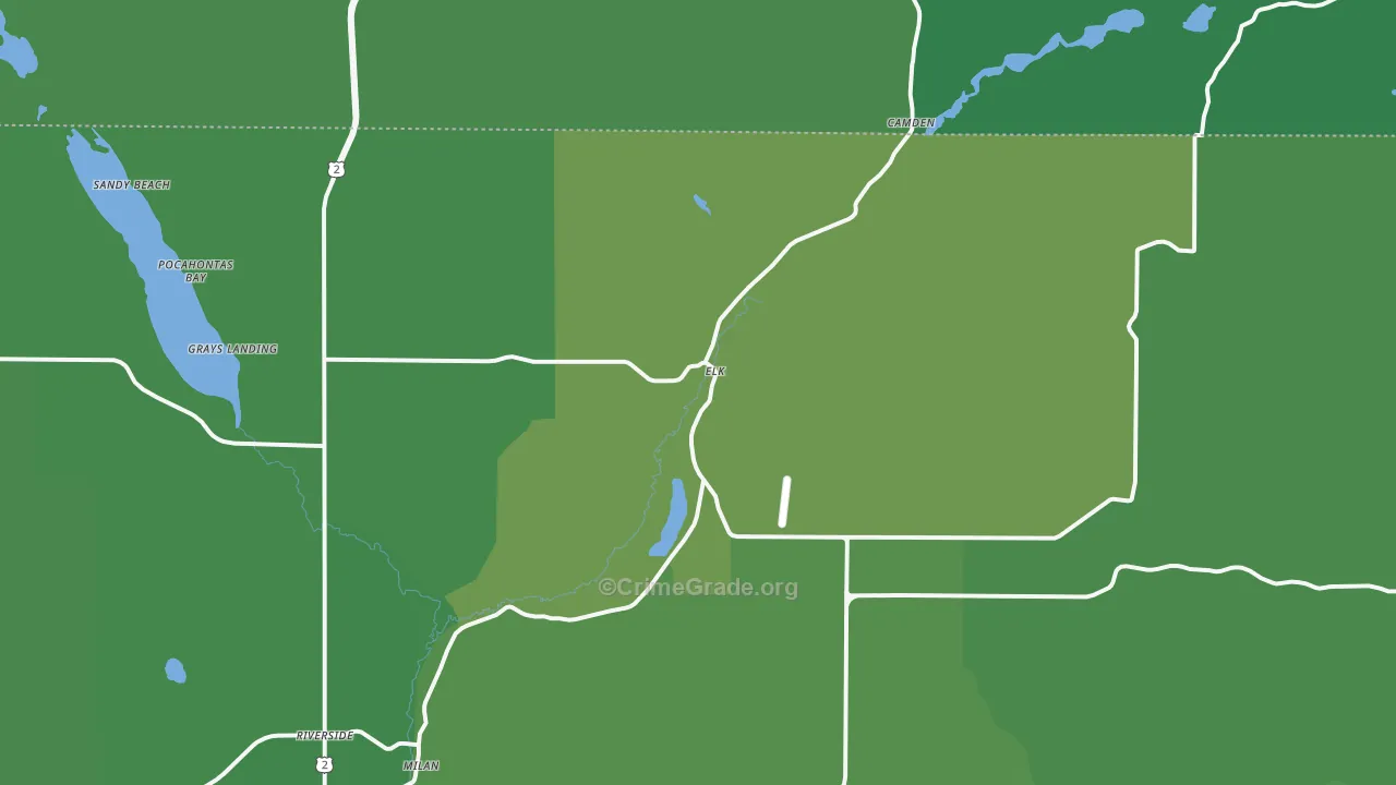 Elk, WA Map of Vehicle Theft Rates