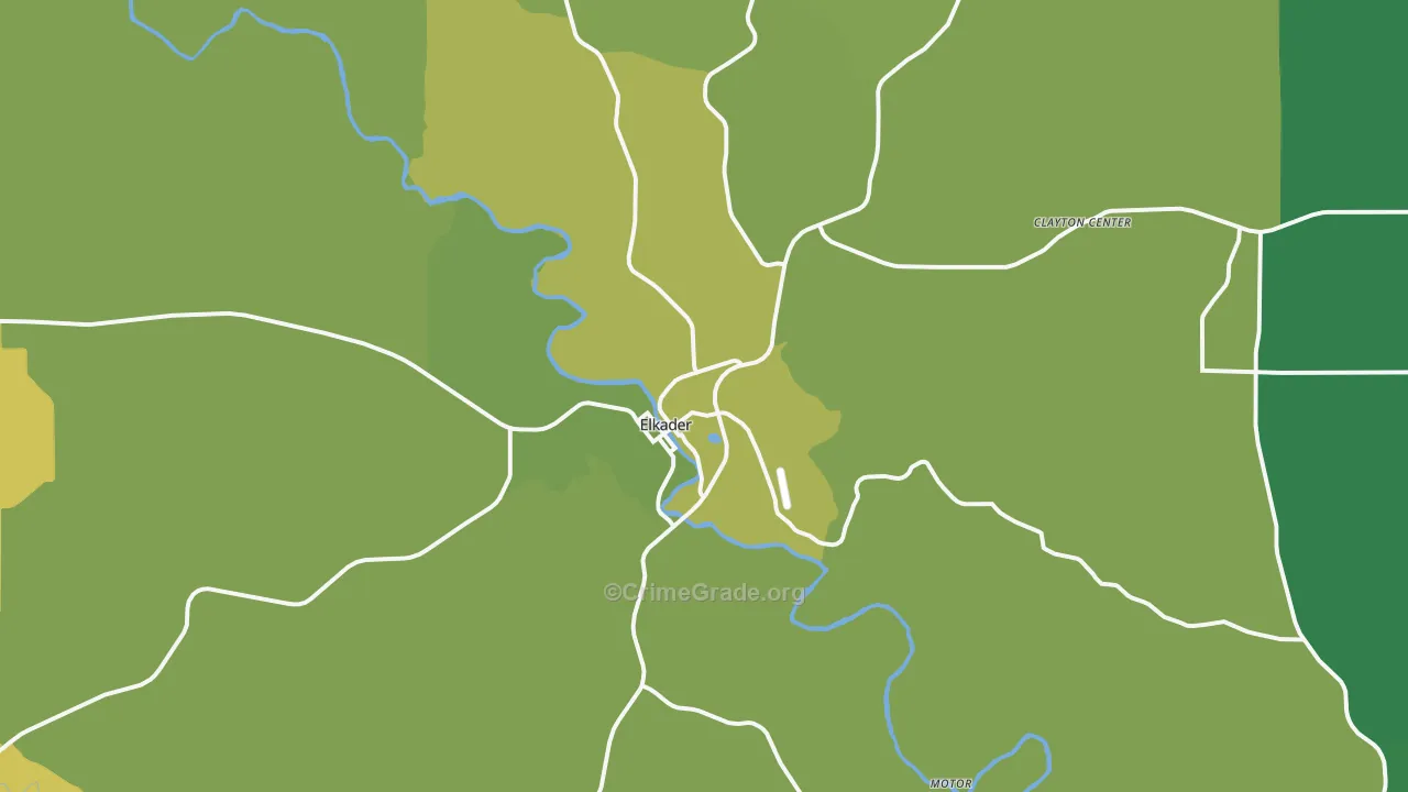 Elkader, IA Map of Vehicle Theft Rates