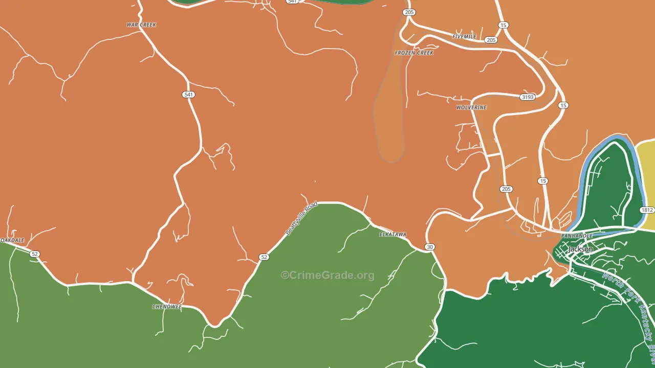 Elkatawa, KY Map of Vehicle Theft Rates