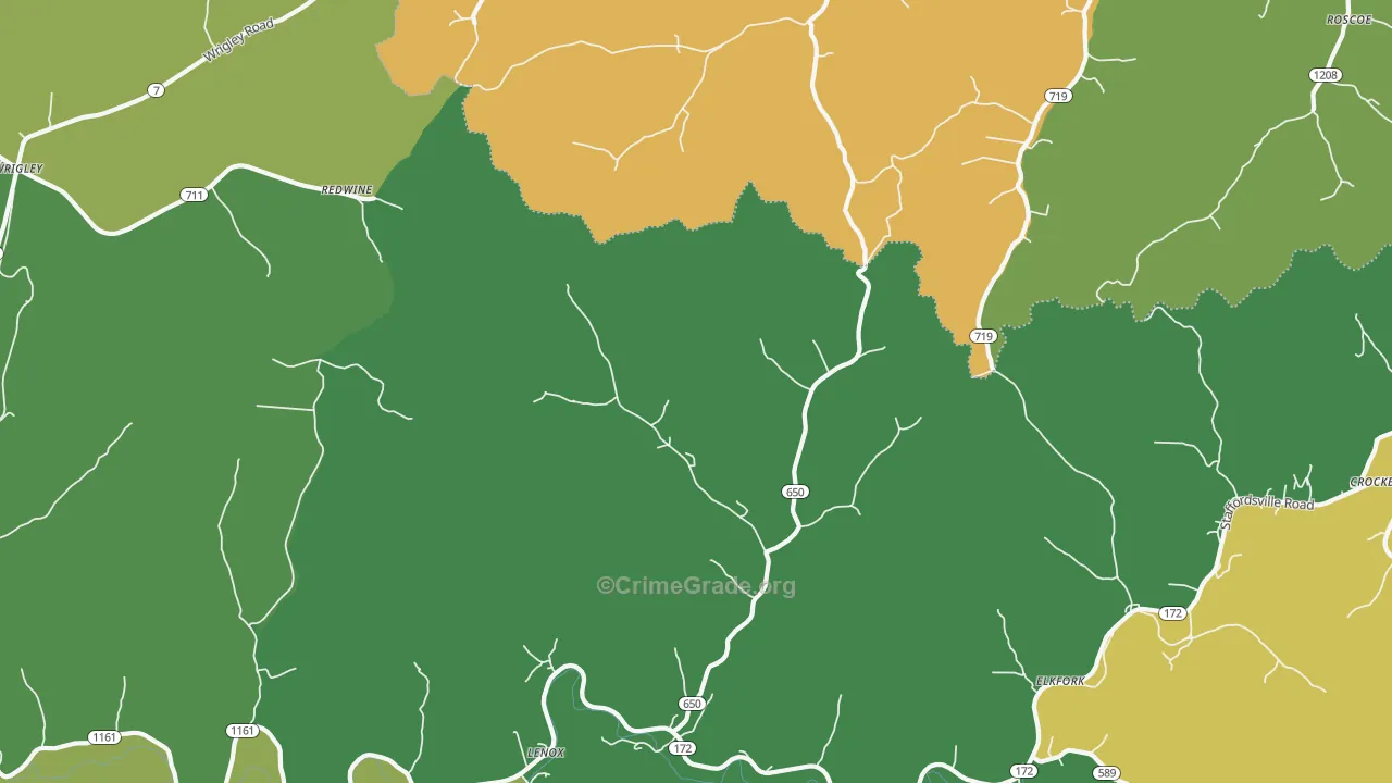 Elkfork, KY Map of Vehicle Theft Rates