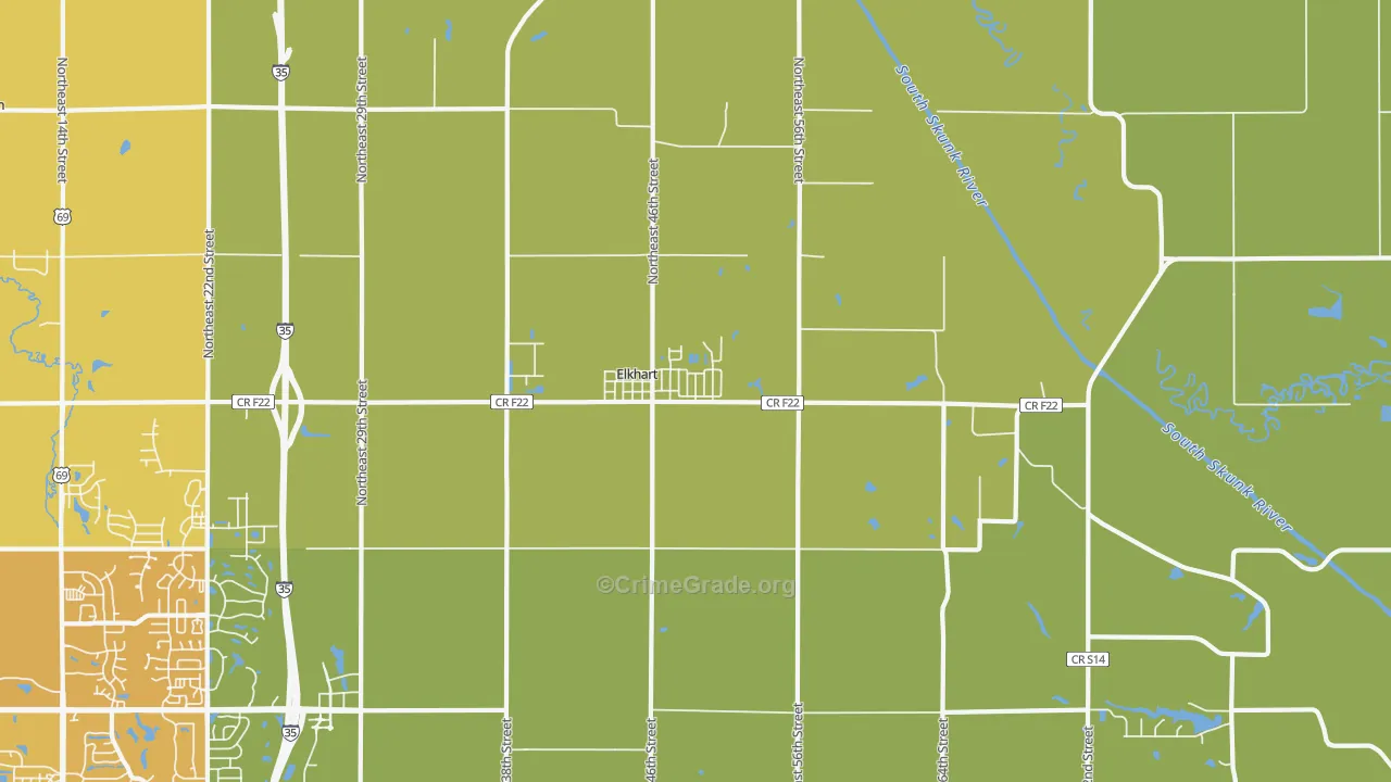 Elkhart, IA Map of Vehicle Theft Rates