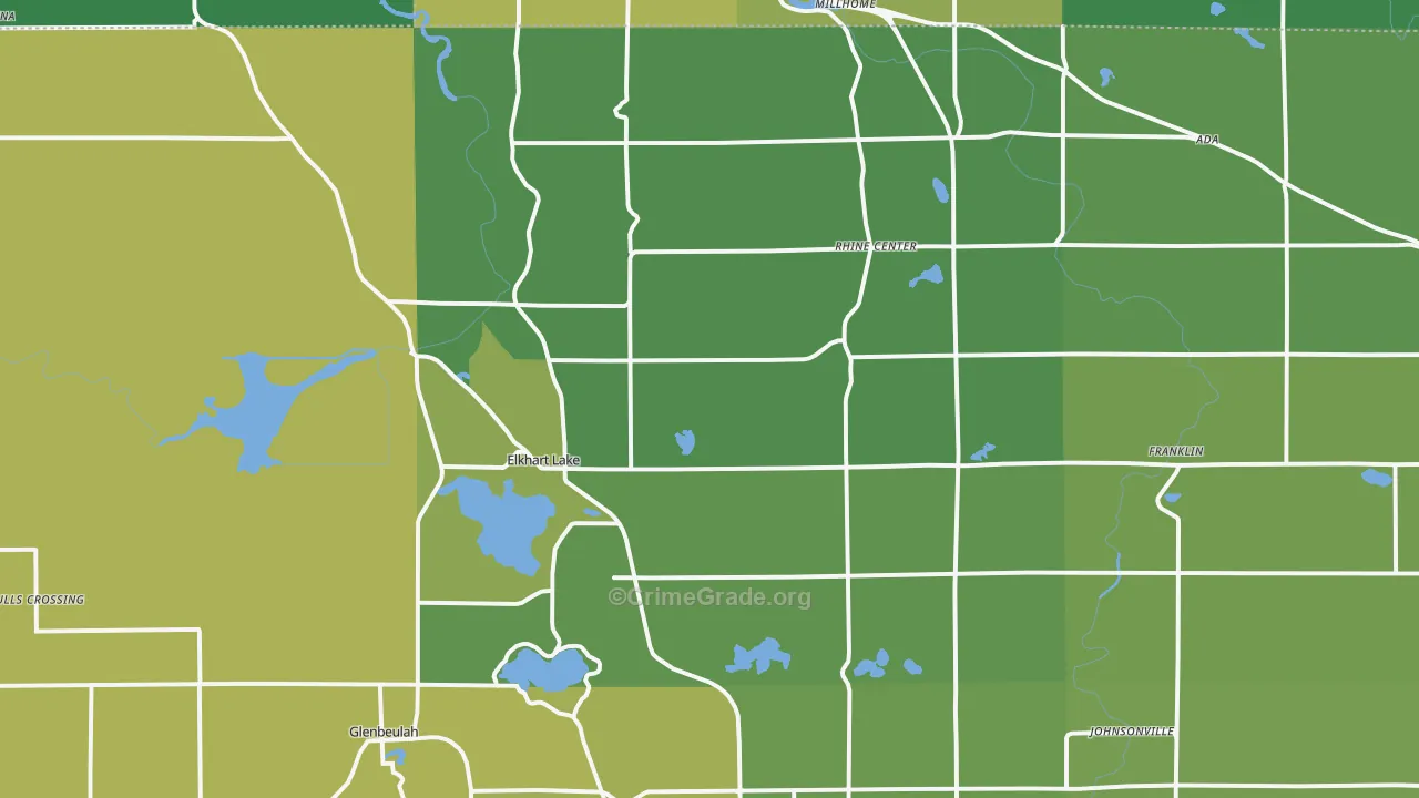 Elkhart Lake, WI Map of Vehicle Theft Rates