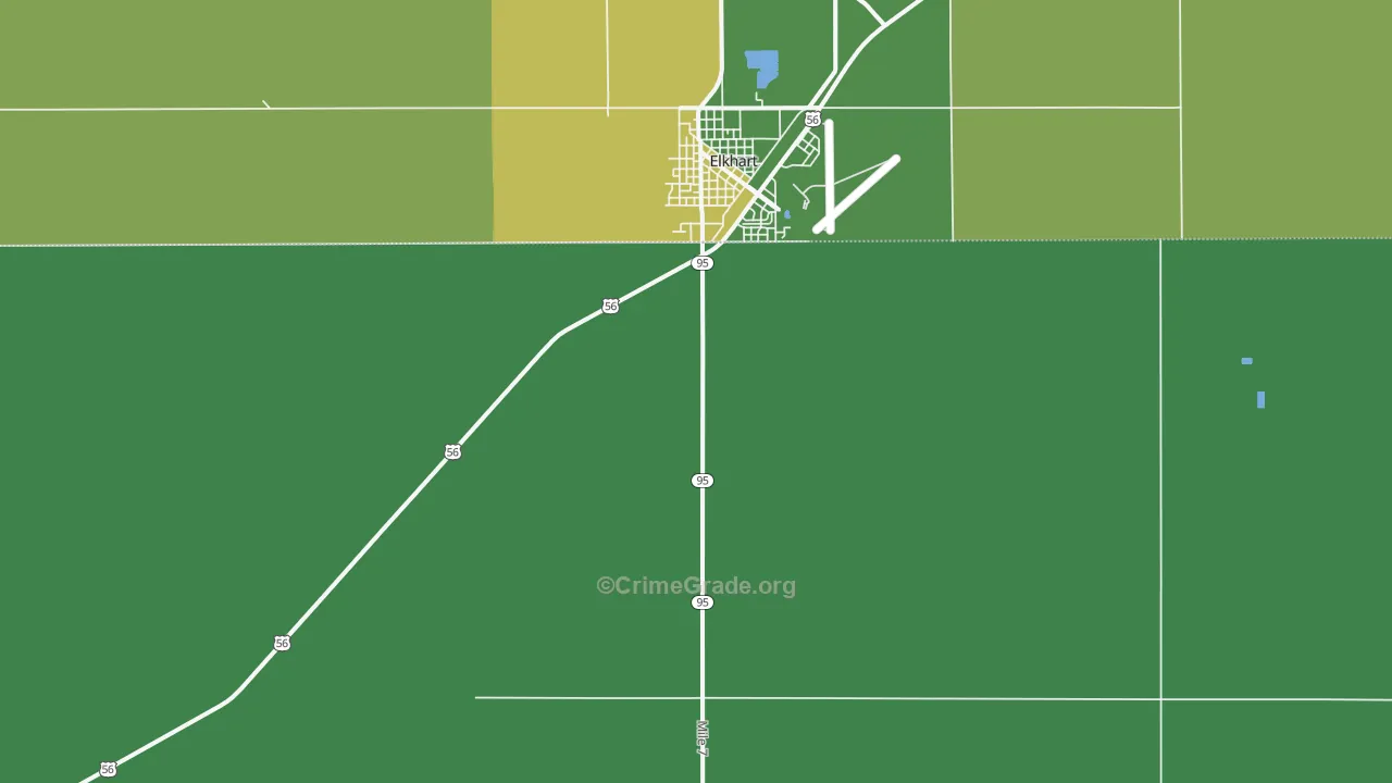 Elkhart, OK Map of Vehicle Theft Rates
