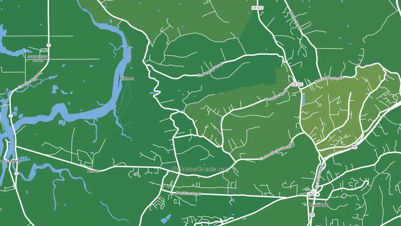 Elkhorn, CA Map of Vehicle Theft Rates